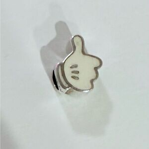 Retired Pandora Mickey Mouse Sterling Silver and White enamel Thumbs Up charm